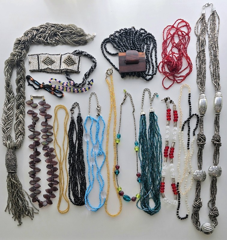 Vtg -Mod Crafters GLASS NECKLACE & BRACELET LOT! Wear Repair Repurpose Harvest