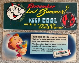 VINTAGE TROLLEY BUS SIGN INDIANA & MICHIGAN ELECTRIC CO I&M REDDY WRIGLEY'S GUM