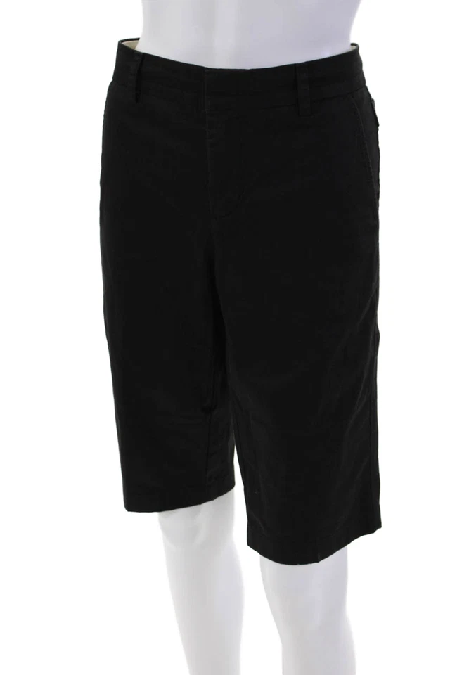 Bermuda Vince Feminina Algodão Cintura Média Quatro Bolsos Comprimento do Joelho Preta Tamanho 8 - Imagem 2 de 4