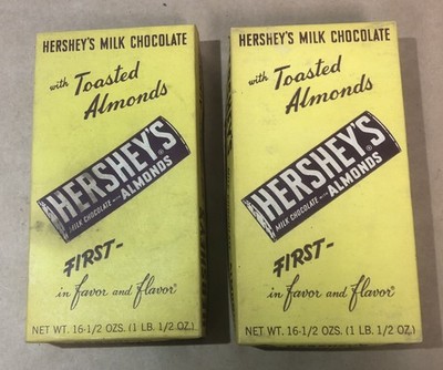TWO Hershey's Chocolate Almonds Candy Box Hershey, PA Vintage