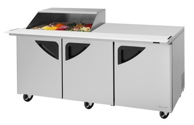 Turbo Air TST-72SD-15M-N-SL(-LW) 72'' 3-Door Mega Top Sandwich/Salad Prep Tabl...