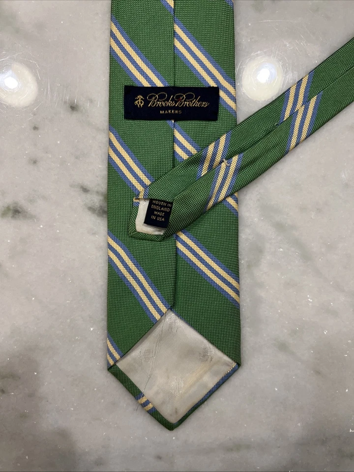 Corbata de cuello para hombre BROOKS BROTHERS Fabricantes Verde Tejido Británico Seda Hecha en EE. UU. Foto 2 de 4