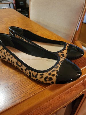 Leopard Painted Calf Hair Flats By Alfani Step Sz 10