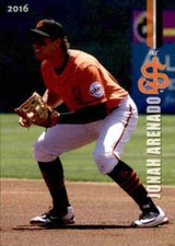 2016 San Jose Giants Grandstand 3 Jonah Arenado Newport Beach California CA Card