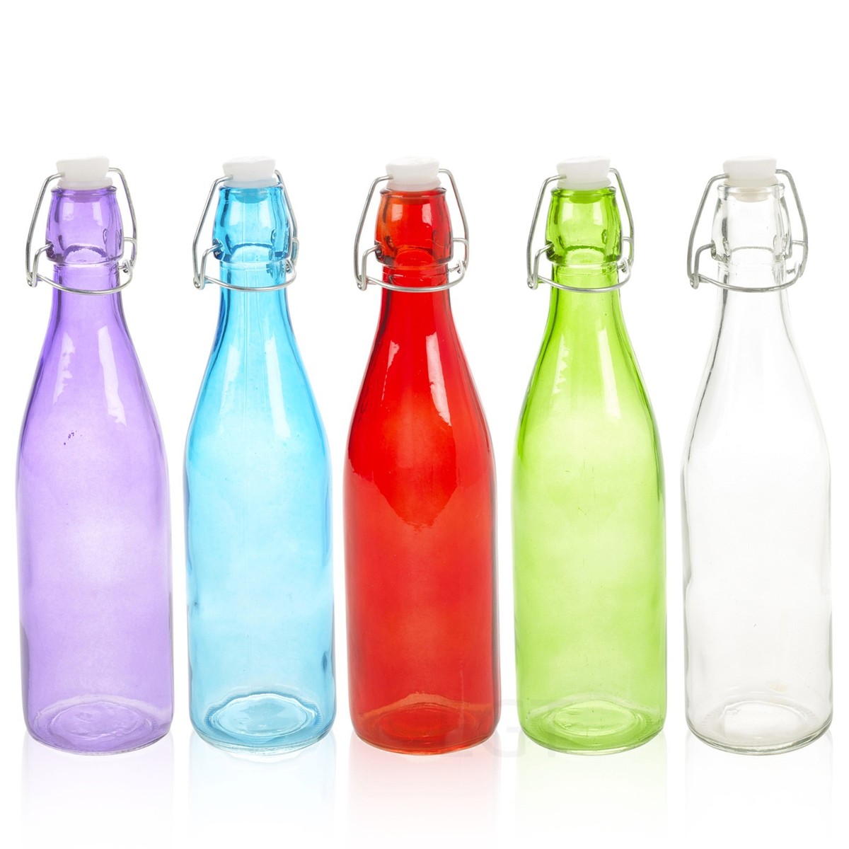 Water To Go 500ml Glass Bottle With Swing Top Lid - BPA Free, Design With White Lines, For Juice, Smoothies, Iced Tea