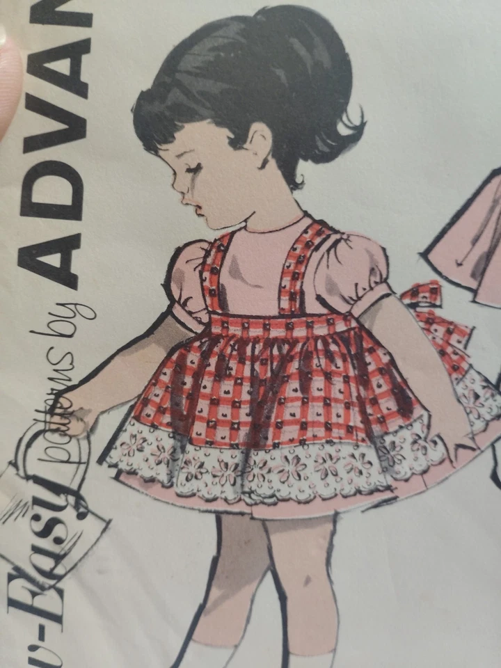 Dress Pinafore Apron 3 3T Girls Advance 2741 Sewing Pattern UC VTG Easy Babydoll - Image 3 of 4