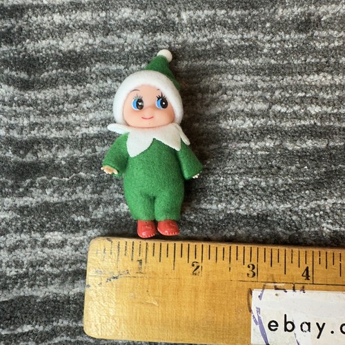 Mini Elf Baby Christmas Toddler Holiday Green 4” Miniature Prop Shelf New - Picture 9 of 9