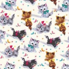 Feline Drive Fabric KITTIES Cream Michael Miller Fabrics Sold by the Yard