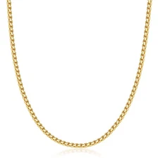 14K Gold 2.5MM Round Box Chain Necklace - For Men & Women