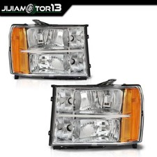 2 Pcs Clear Headlights Headlamps Fit For 2007-13 GMC Sierra 1500 2500HD 3500HD 