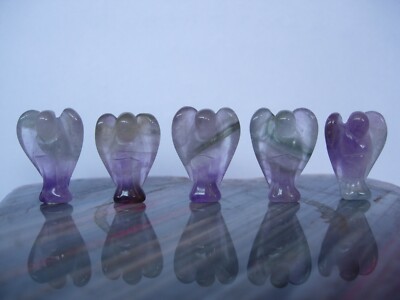 Prasiolite (green amethyst) pocket angels set of 5  J4  (U.K. seller since 2003)