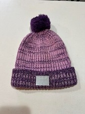 Youth Under Armour Beanie/Winter Hat, Cuffed, Purple, OSFA, Pom