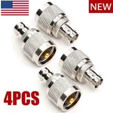 4* BNC Female to UHF Male PL-259 RF Coaxial Adapter Connectors for CB Ham Radio