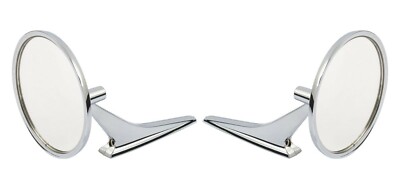 Round Outside Mirrors 12pc Kit W/ Ribbed Base Camaro Nova Firebird Mirror Pair E - Foto 4