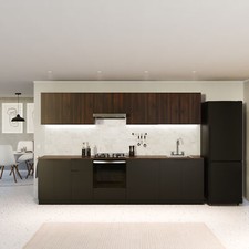 Lagerschrank für Einbaubackofen Stabile MDF-Arbeitsplatte Schwarz / Walnuss