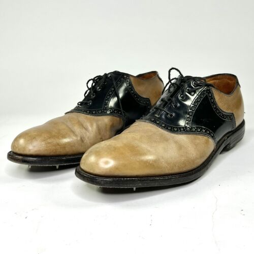 Scarpe da golf vintage Johston Murphy Aristocraft in pelle misura 11,5 E/C punta in metallo - Foto 2 di 24