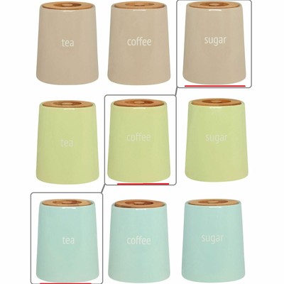 yellow tea coffee sugar jars