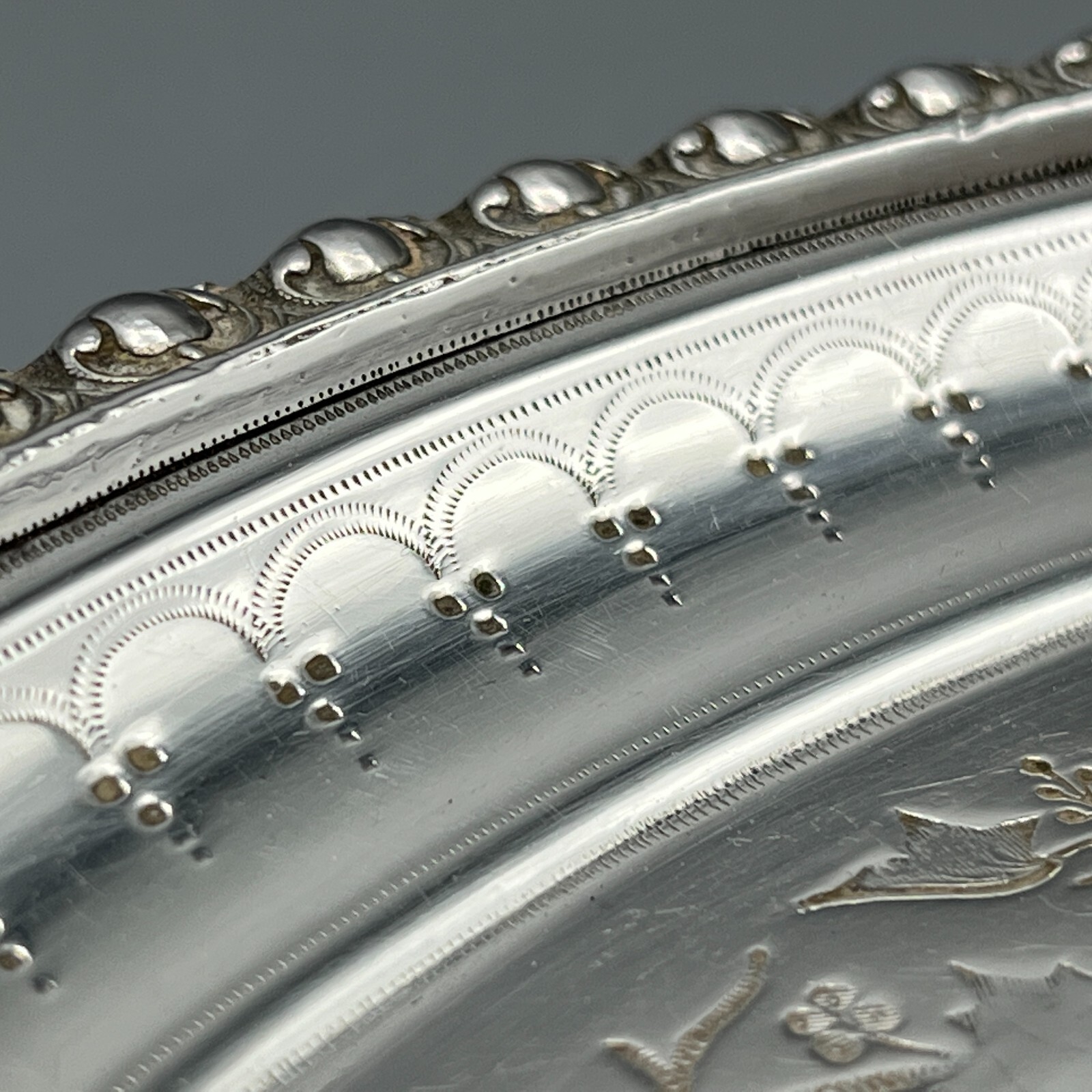 Antique Victorian Silver Plate Waiter Tray Salver Round 19thC Xmas Holly Wreaths