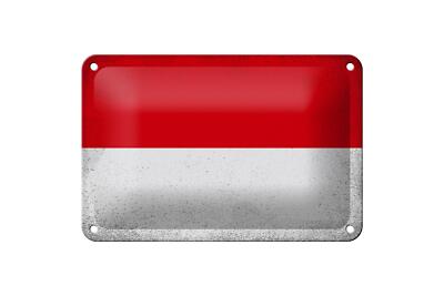 Blechschild Flagge Monaco 18x12 cm Flag of Monaco Vintage Deko Schild