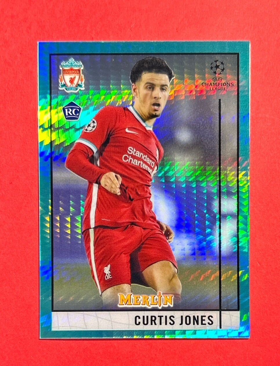 Curtis Jones ~ 2020-21 Topps Chrome Merlin ~ Rookie Aqua Prism Refractor #41