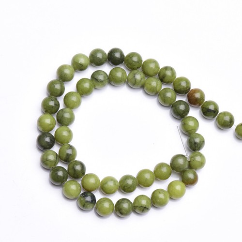 US 6/8/10MM Natural Stone Green Jade Peridot Round Loose Beads For DIY Jewelry - 第 2/14 張圖片
