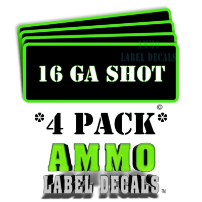 16 GA SHOT Ammo Can Labels Ammunition Case Decals 3''x1'' rounded corners GRbkRD