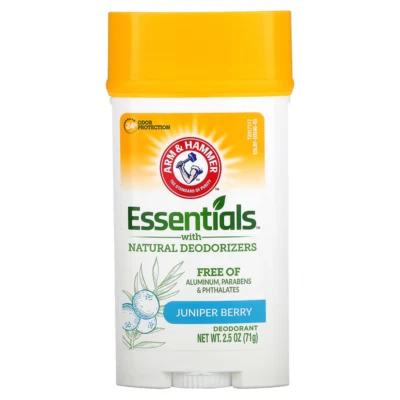 ARM & HAMMER Essentials Solid Deodorant, Juniper Berry , Wide Stick, 2.5 Oz.