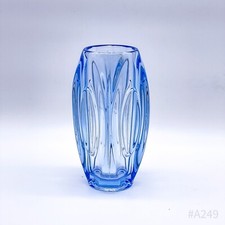 Vintage Vaso Vetro Vaso Fiori Sintetico Vetro Decorativo Fatto a Mano Blu 20cm