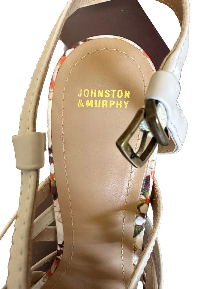 "Sandalias Johnston & Murhphy para mujer talla 8 1/2 tacón 4"" blancas hechas en Brasil" Foto 3 de 4