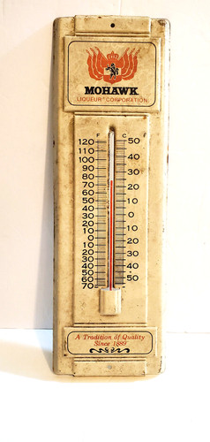 Vintage Advertising Mohawk Liqueur Brand Beer  Metal Thermometer