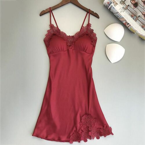 Damen Spitze Satin Seide Schlupfkleid Schlafkleid Nachthemd Pyjama Morgenmantel Babydoll - Bild 6 von 31