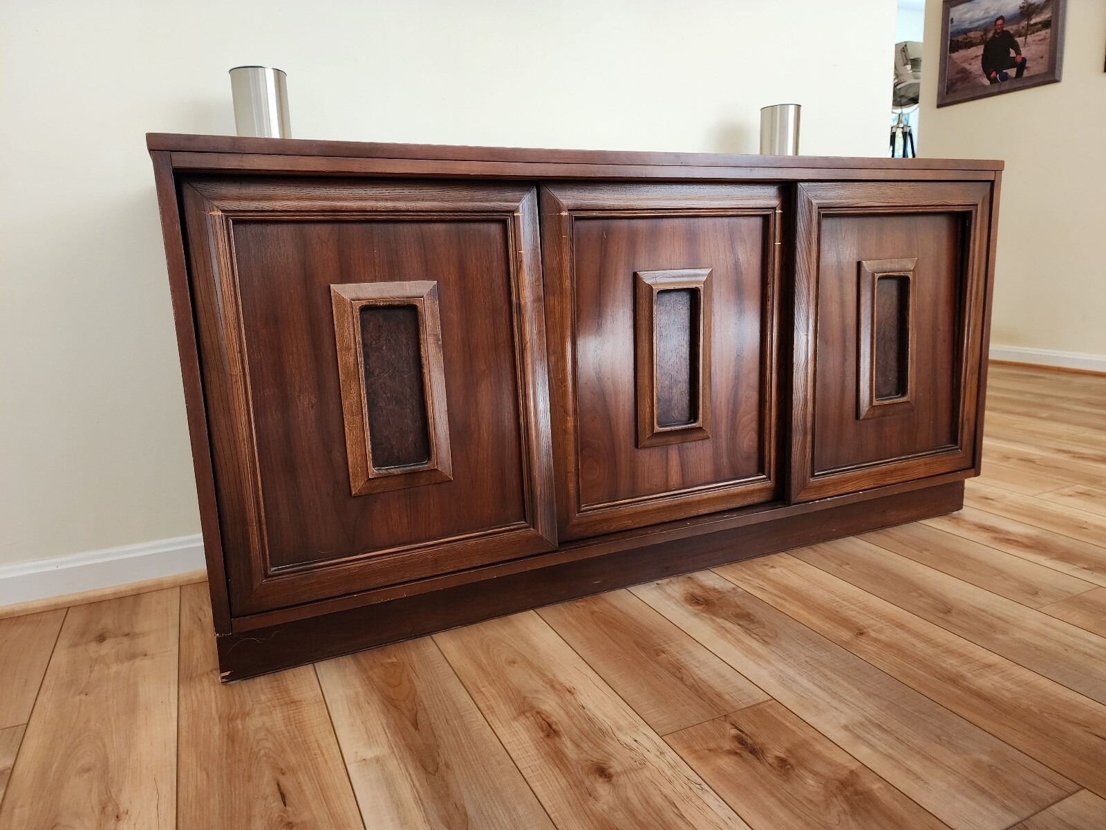 Vintage Wood Veneered Buffet Table eBay