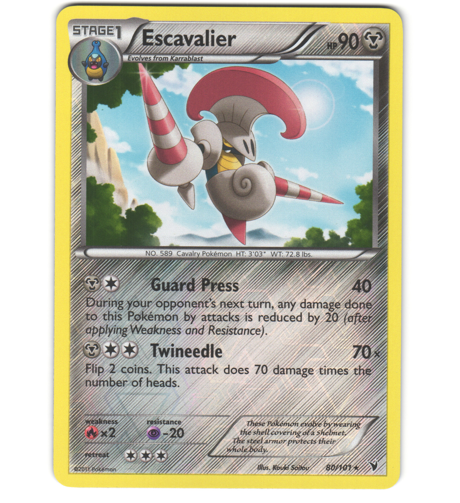 Pokemon 2011 Near Mint NM Escavalier Noble Victories REVERSE 80/101 Card