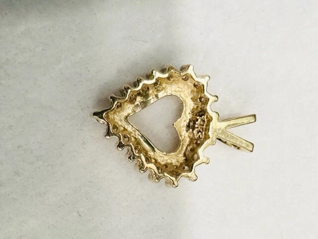 ESTATE 14K YELLOW GOLD HEART DIAMOND PENDANT - Image 2 of 4