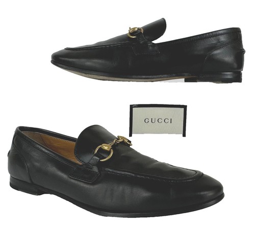 Gucci Black Canvas Monogram Mules Kitten Heels w/ Gold Horse-bit