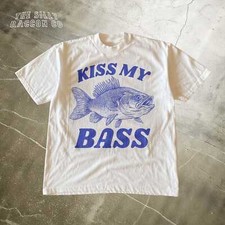 Retro Fishing Shirt, Kiss My Bass Tee, Funny Angler Gift for Men Dad Grandpa