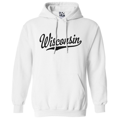 Wisconsin Script HOODIE Hometown Baseball Sports Team Jersey Hooded