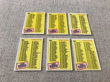 1985 Topps Baseball Unmarked Checklists Lot Of 6