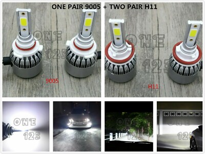 9005+H11+H11 LED Headlights High&Low Beam + Fog Lights 6000k White 55W 8000LM