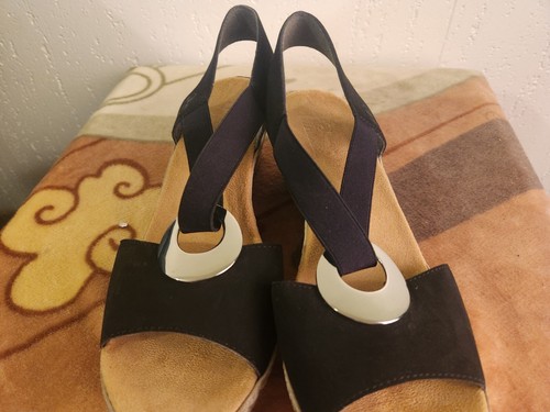 Rieker Womens sz 40 Black Strappy Slingback Wedge Sandals #49 - Picture 3 of 8
