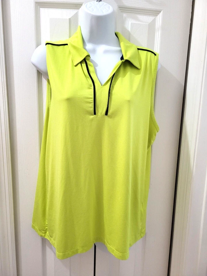 Top sin mangas de golf Izod ropa deportiva amarillo neón elástico para mujer talla XL Foto 2 de 4