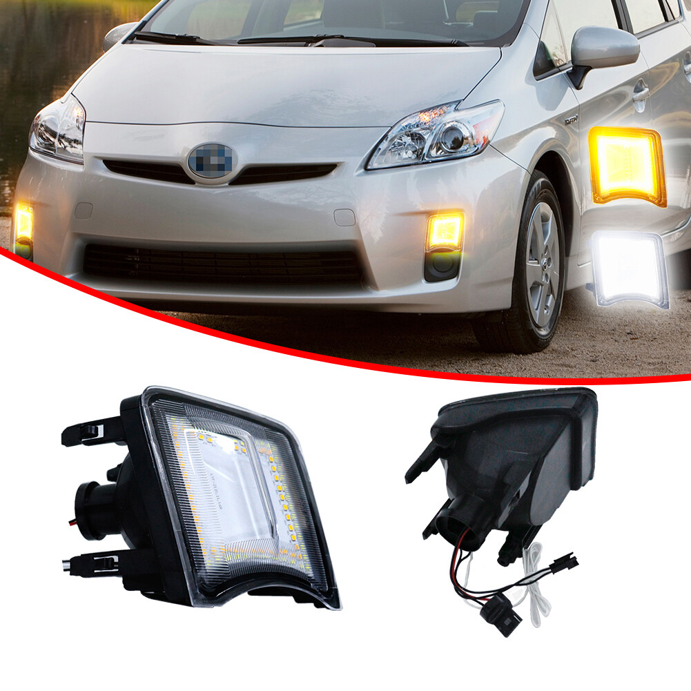 Two-color LED Front Bumper DRL Turn Signal Lights Clear For 2010