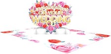 Wedding Card 3D Pop Up Card - Congratulations with Heart-Shaped Flower Bouquet