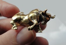 Small Brass Mini Bull Ornament Farm Animal