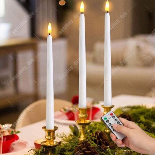 12 Pcs Flickering Flameless Taper Candles Light with Remote Control Timer Dimmer - Picture 11 of 19