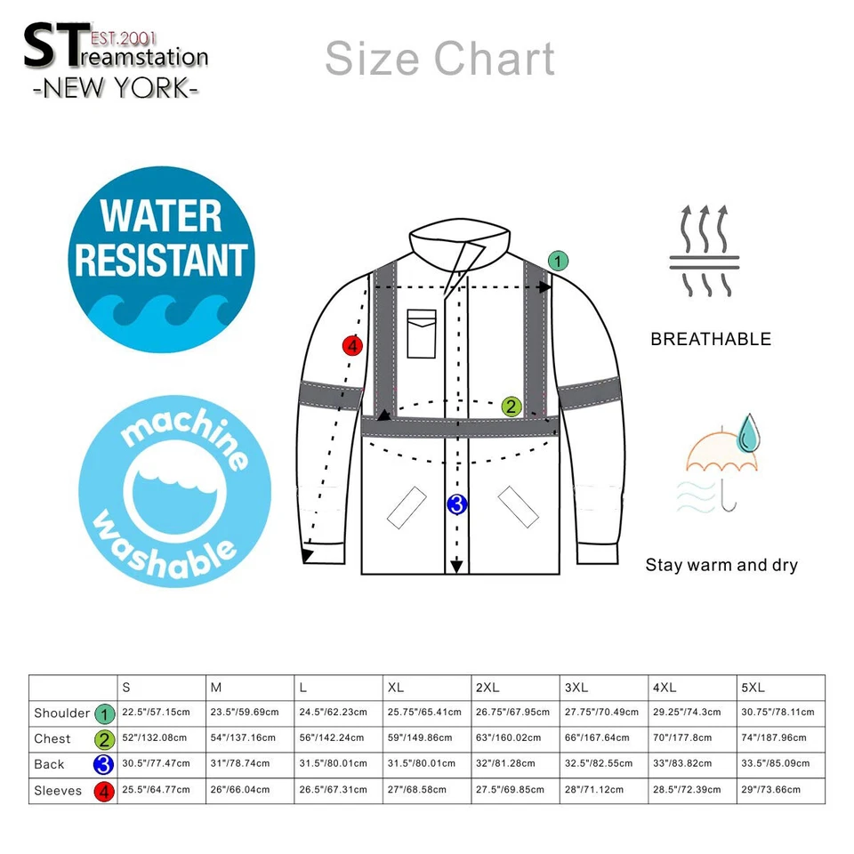 Hi Vis Insulated Safety Bomber Reflective Winter Jacket Warm Lined Road Work 08 - Image 2 of 4