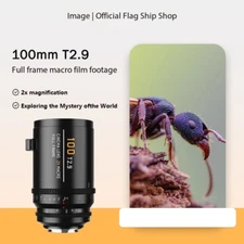 SGimage 100mm T2.9 2x Macro Full Frame MF Cinema lens for Sony E,L-Mount Camera 