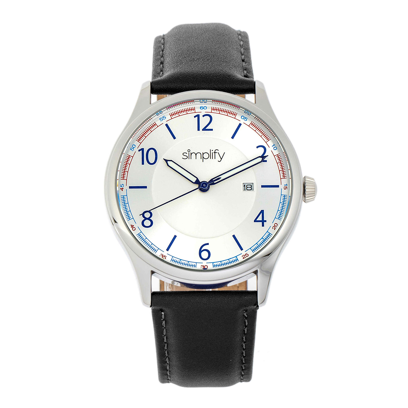 Simplify The 6900 White Dial Black Leather Watch SIM6901