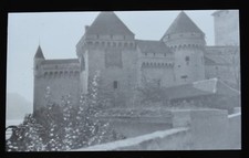Glass Magic Lantern Slide Photo Switzerland Suisse Chillon Castle Geneva Newton