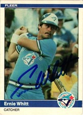 Ernie Whitt #169 Signed 1984 Fleer MLB Baseball Card Auto Blue Jays